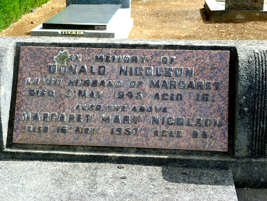 Photo of headstones/Donald Nicolson d1945 hdstn Colac cem Vic